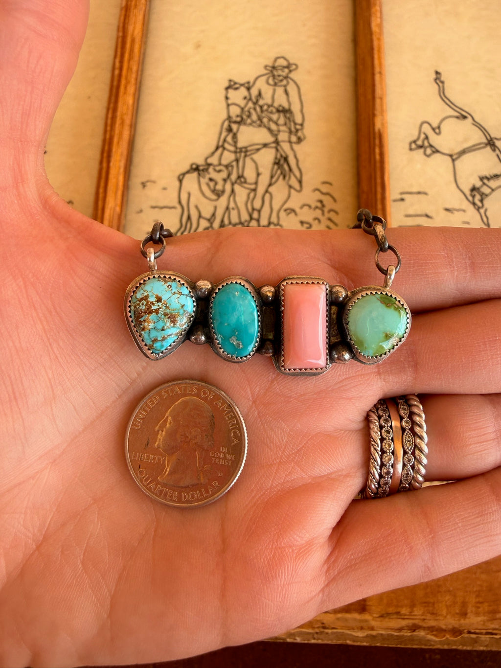 Multi Stone Bar Necklace