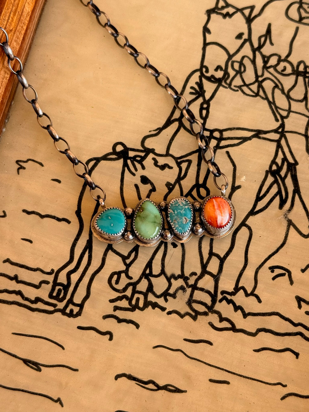 Multi Stone Bar Necklace