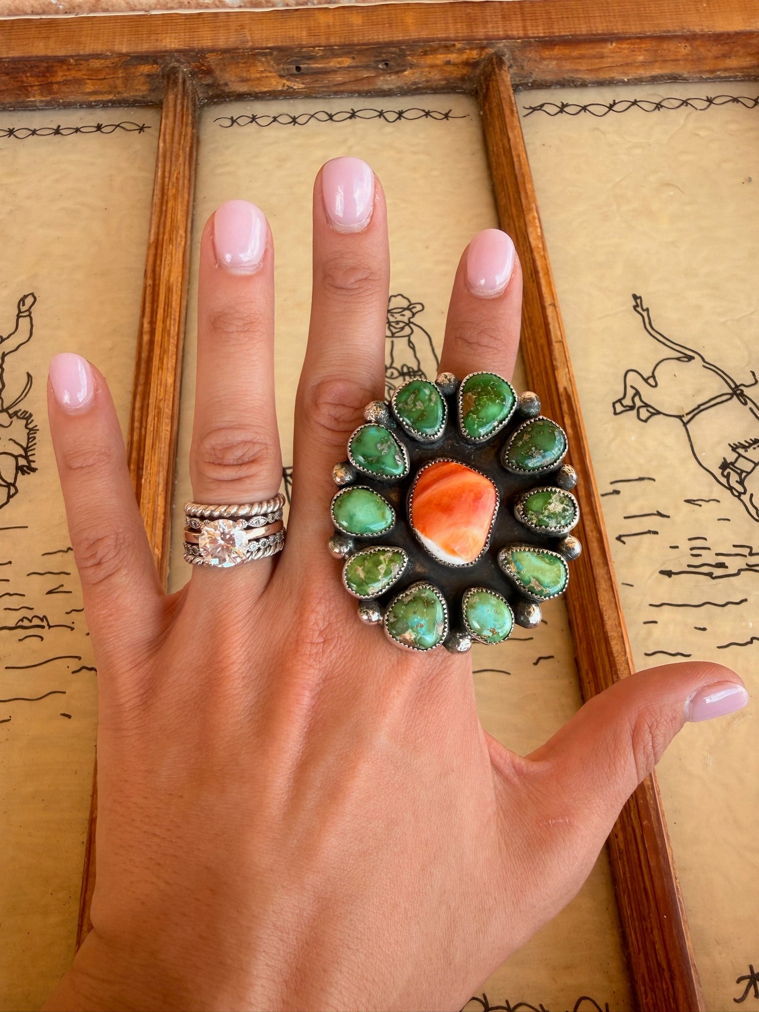 Sonoran Gold/Orange Spiny Cluster Ring