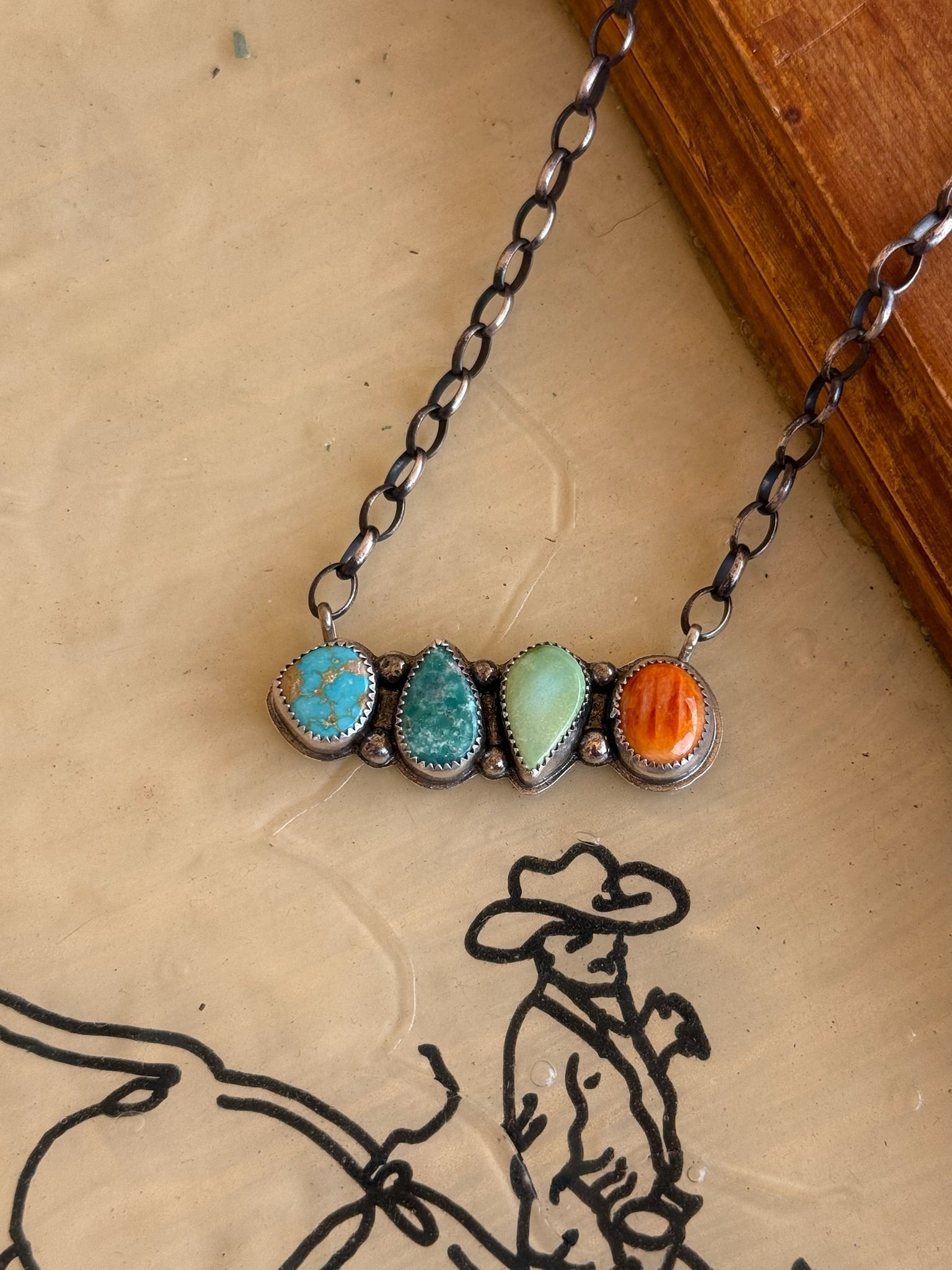 Multi Stone Bar Necklace