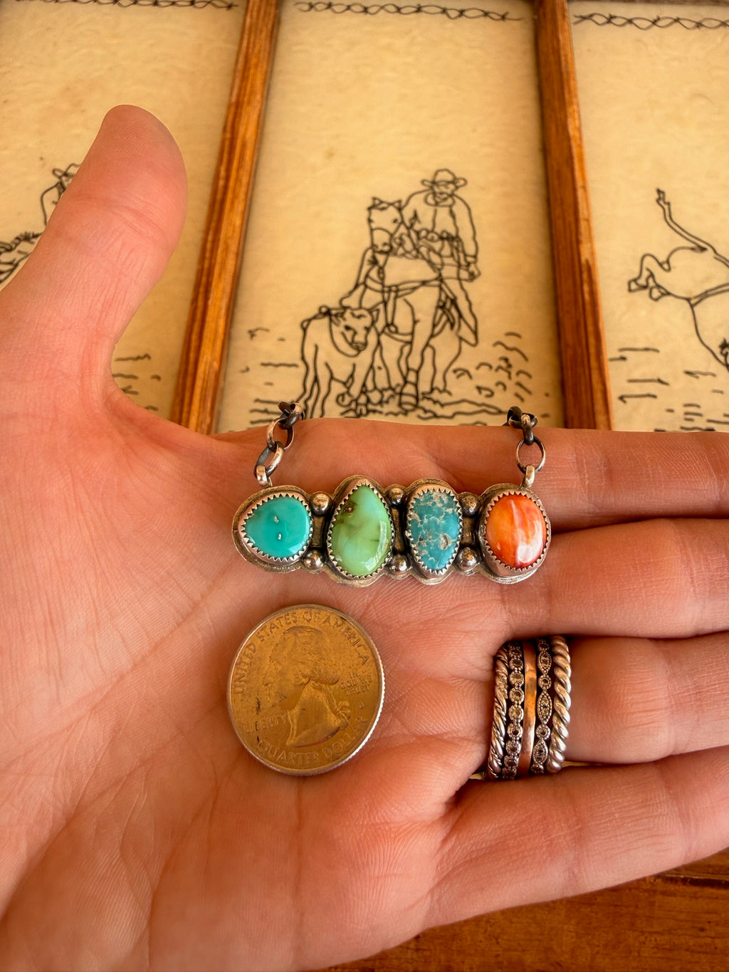 Multi Stone Bar Necklace
