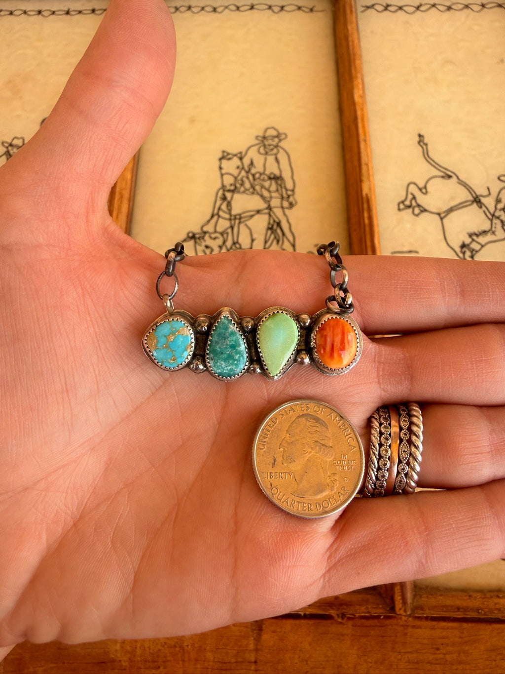 Multi Stone Bar Necklace