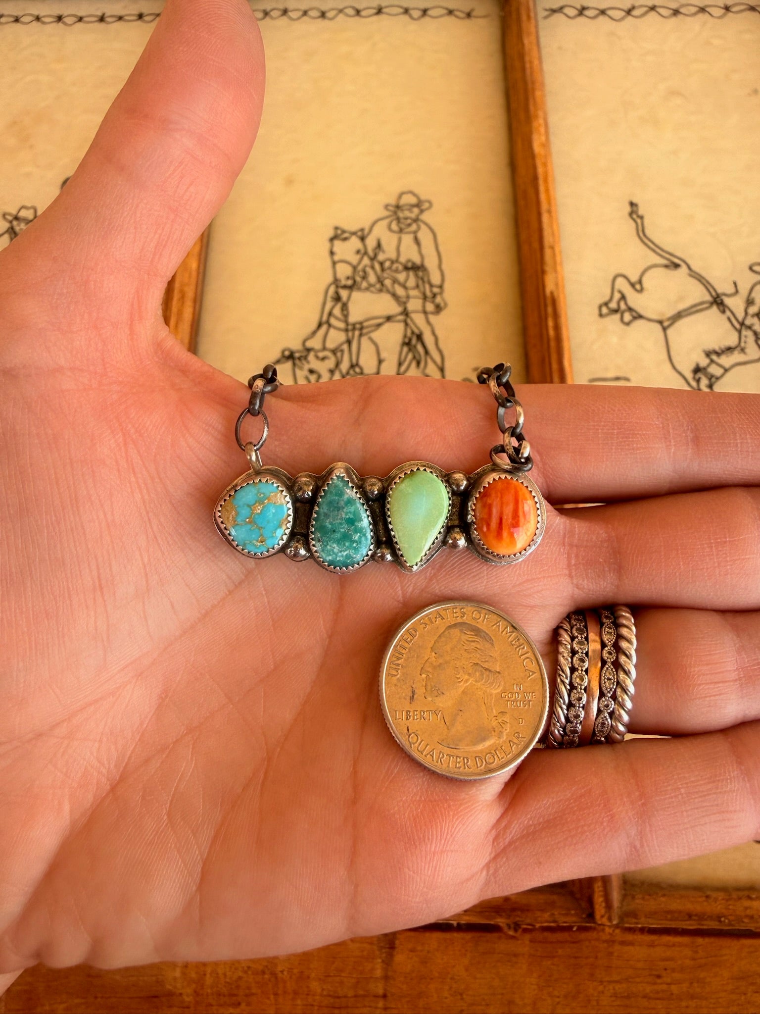 Multi Stone Bar Necklace
