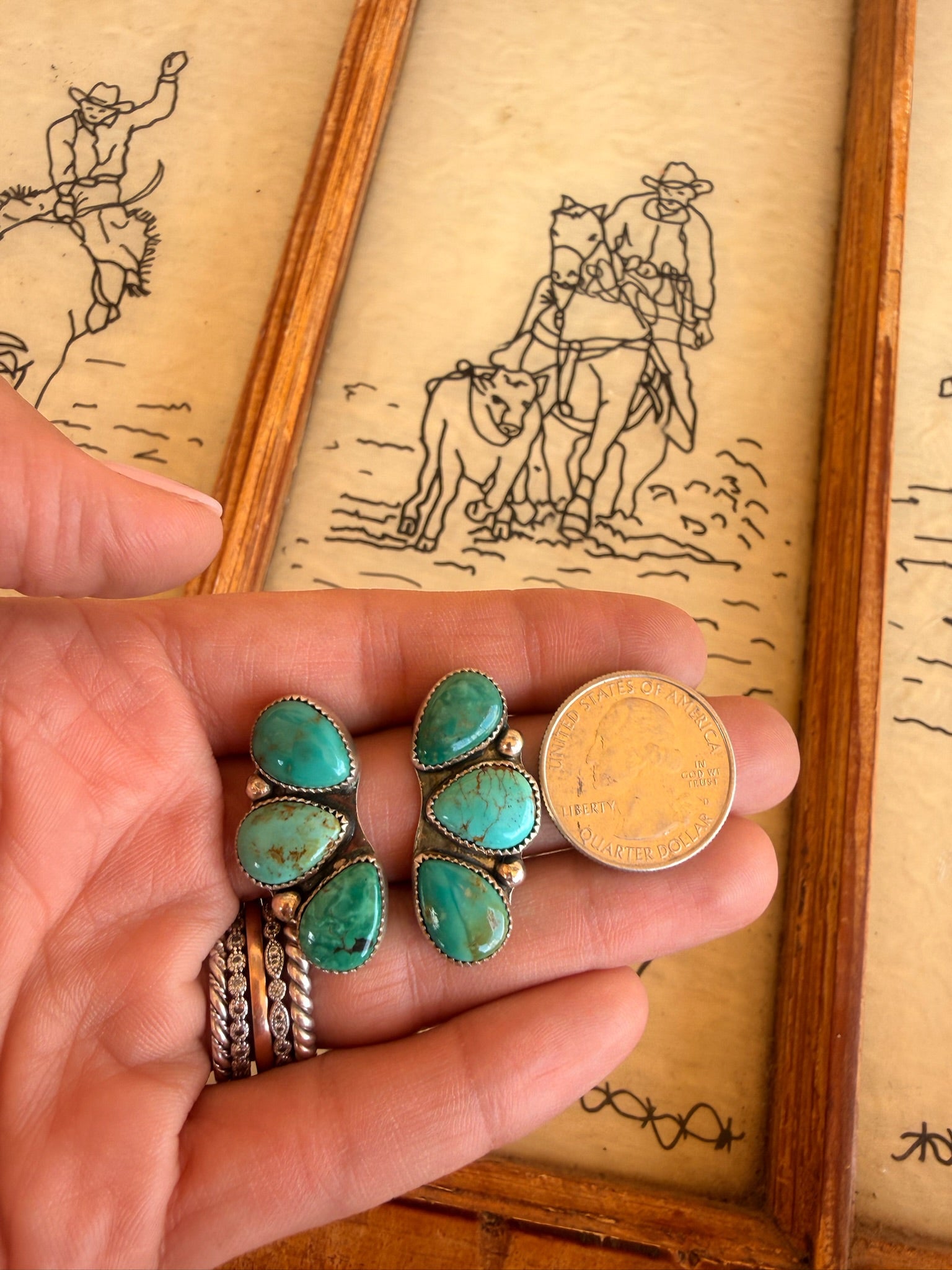 3 stone earrings