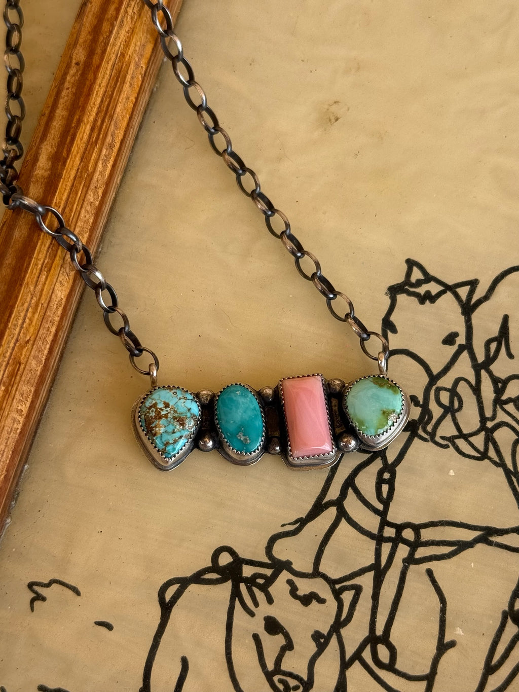 Multi Stone Bar Necklace