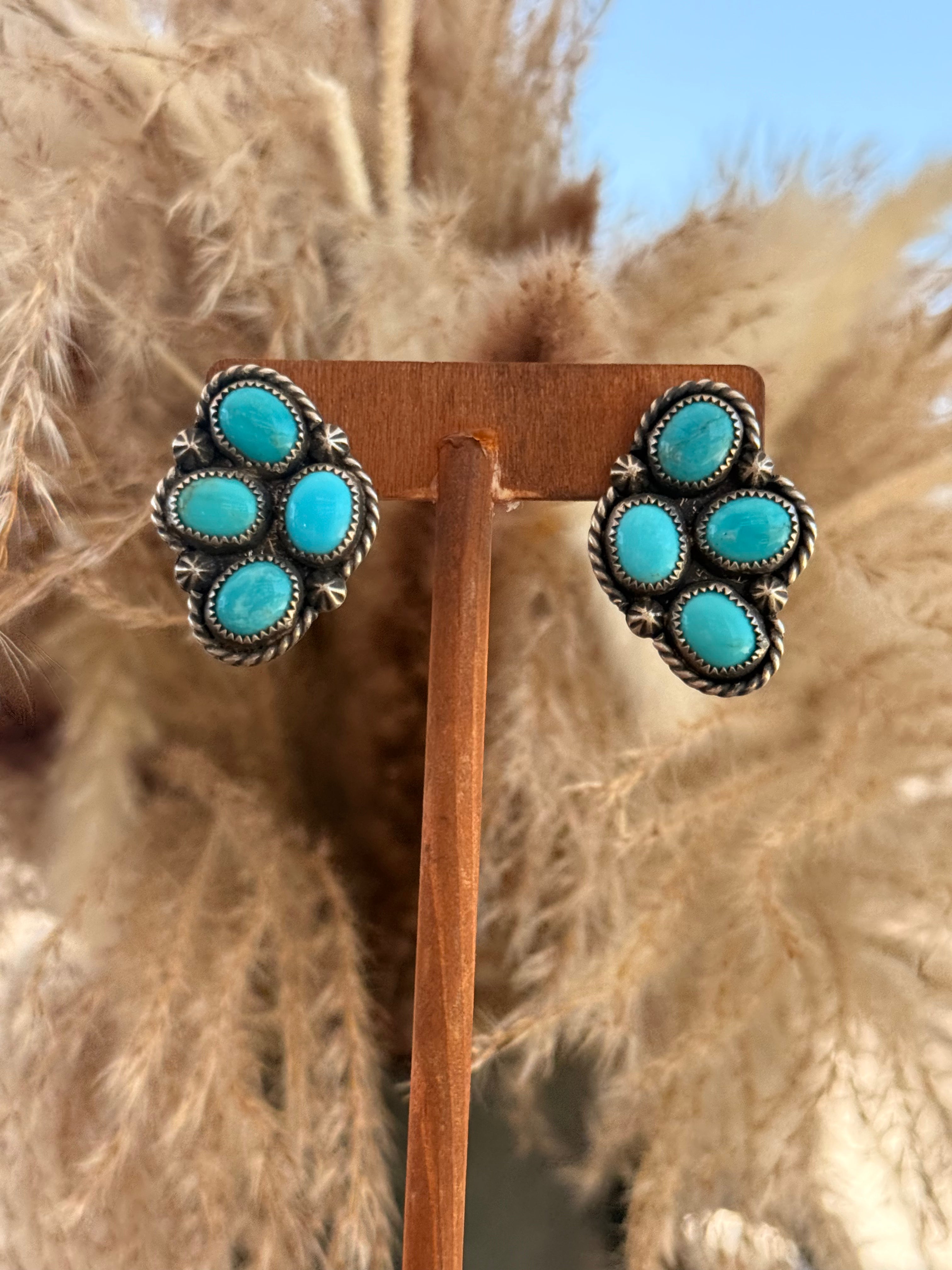 4 stone stud earrings