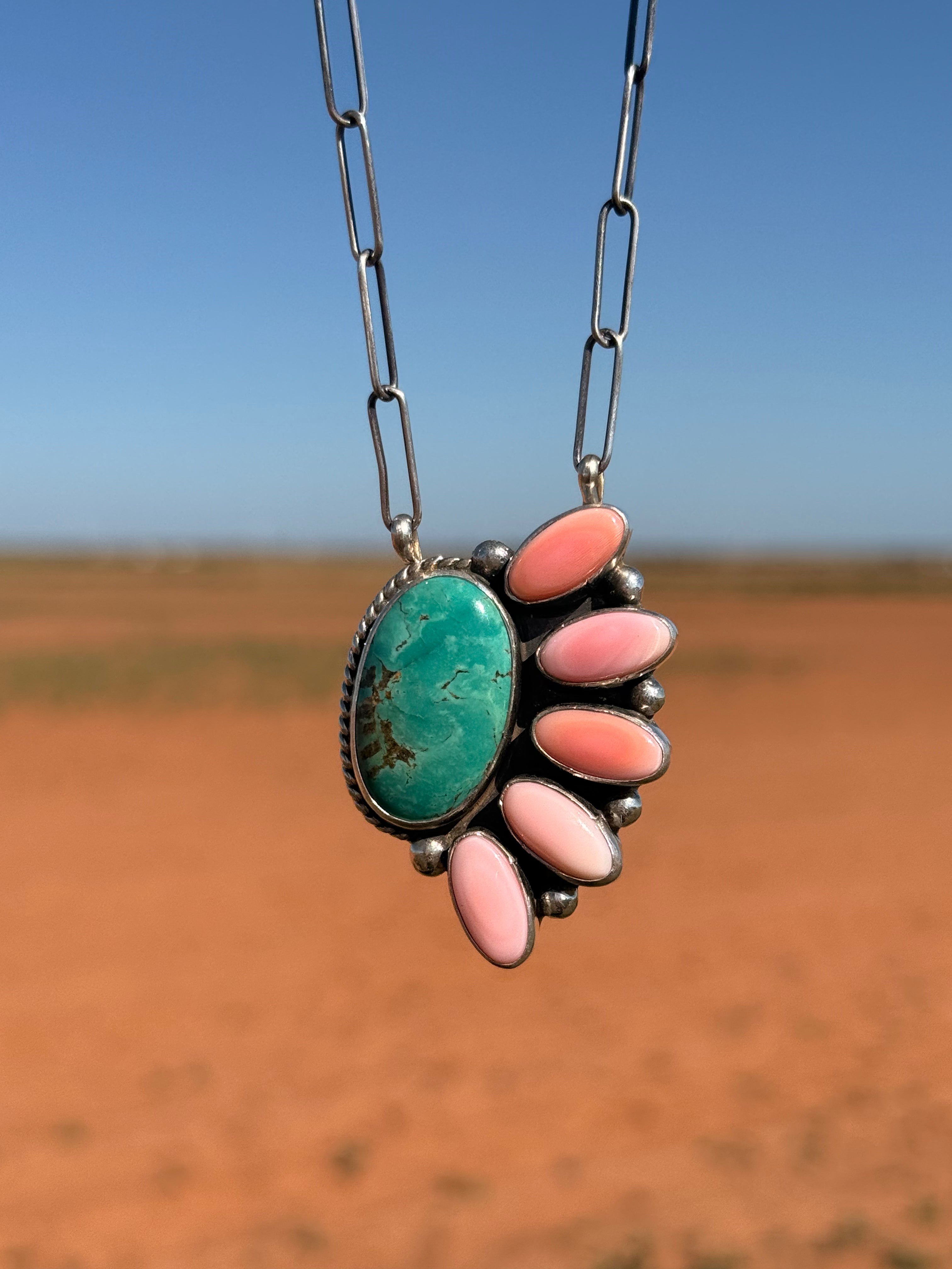 Tyrone/Pink Conch Necklace