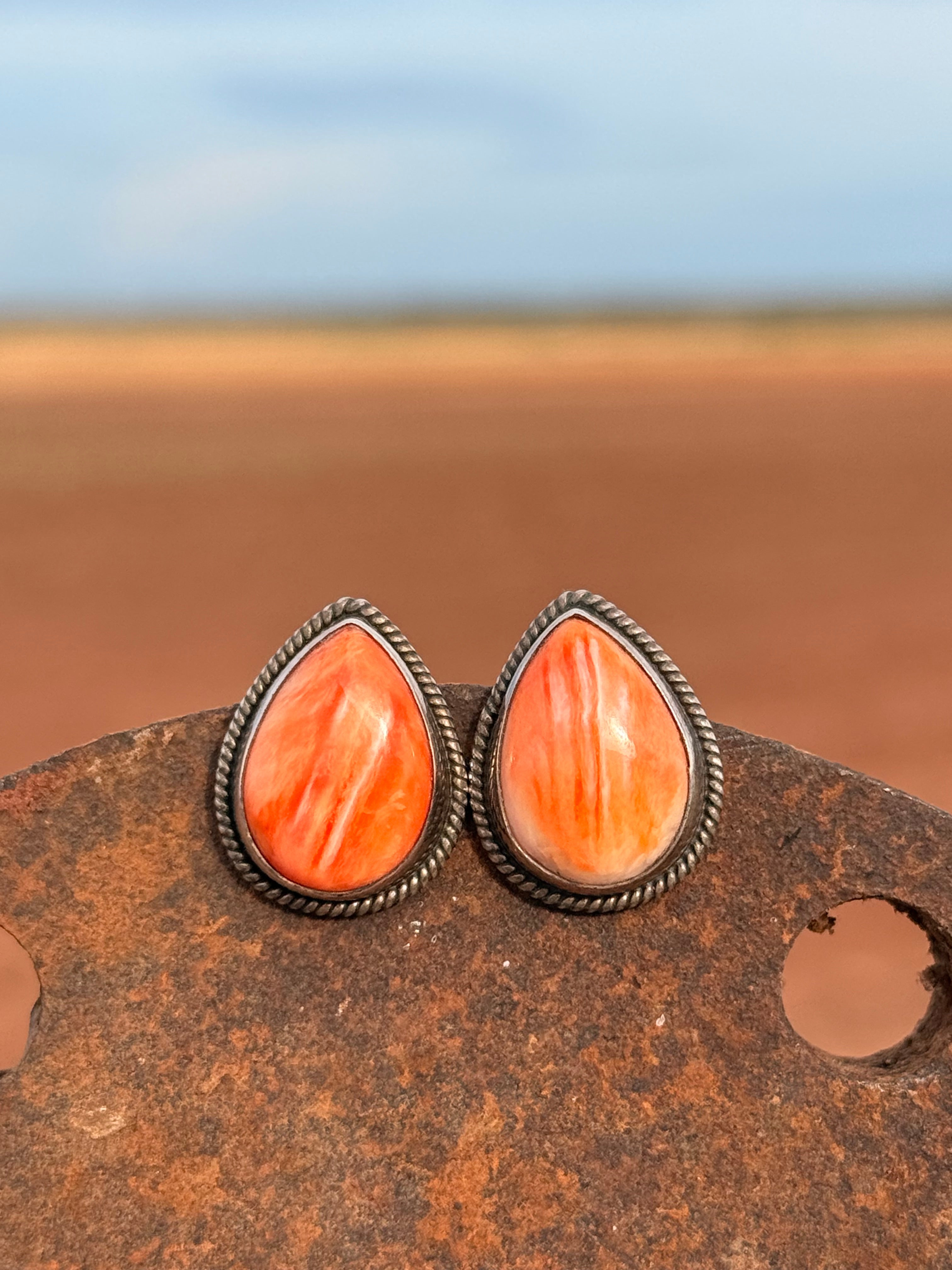 Orange Spiny Earrings